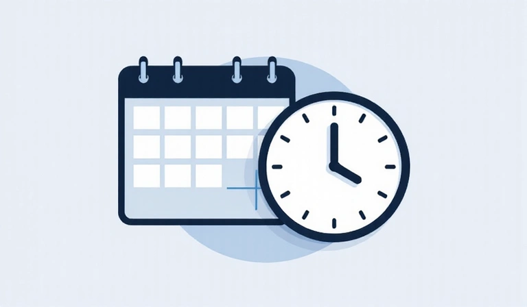 Immagine di un calendario e un orologio che simboleggiano la conservazione dei dati nel tempo.